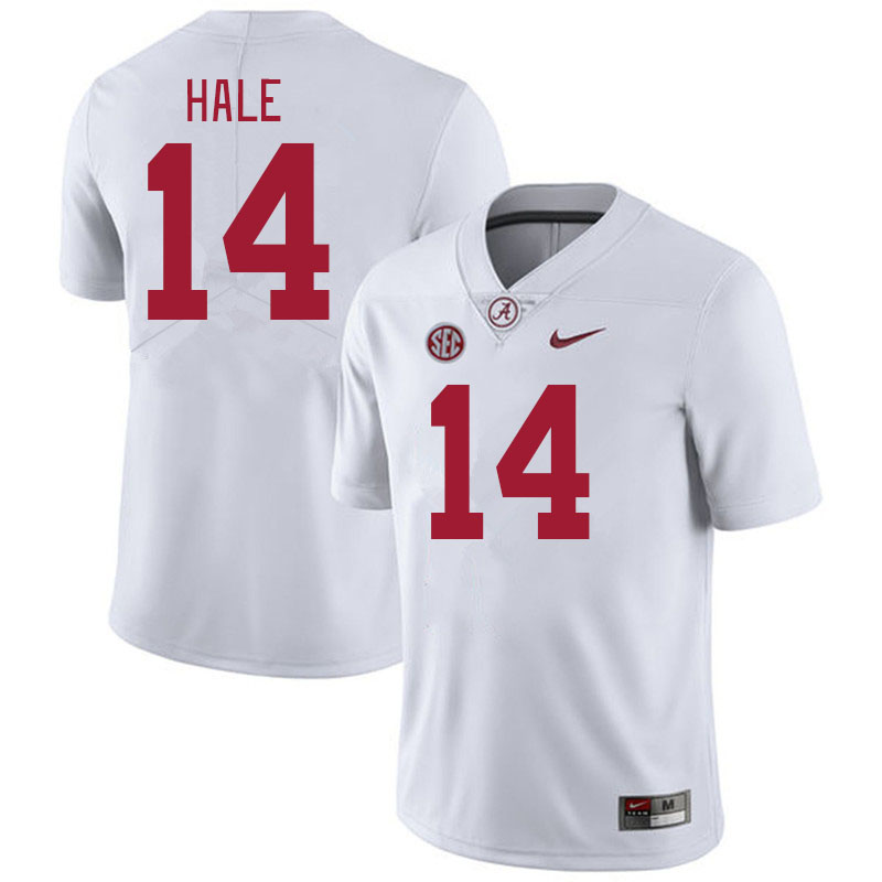 Men #14 Jalen Hale Alabama Crimson Tide College Football Jerseys Stitched-White